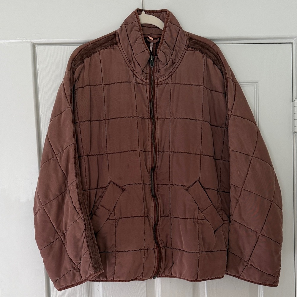 Free People Burgundy Quilted Jacket